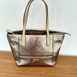 Guess Golden Metallic Tote with Textured Design